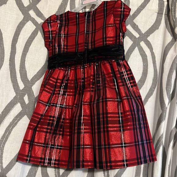 Red Plaid Holiday Dress with Bow - Picture 3 of 3